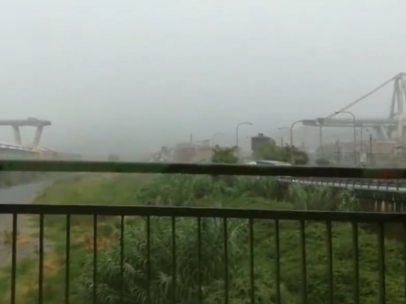 Puente derrumbado en Génova