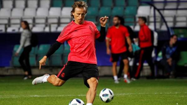 Luka Modric, en un entrenamiento con el Real Madrid. 