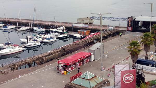Zona afectada por el derrumbe durante el Festival O Marisquiño Zona afectada por el derrumbe durante el Festival O Marisquiño