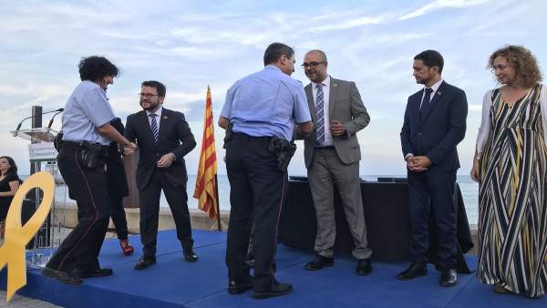 Pere Aragonès, Miquel Buch, Damià Calvet y Ester Capella Pere Aragonès, Miquel Buch, Damià Calvet y Ester Capella
