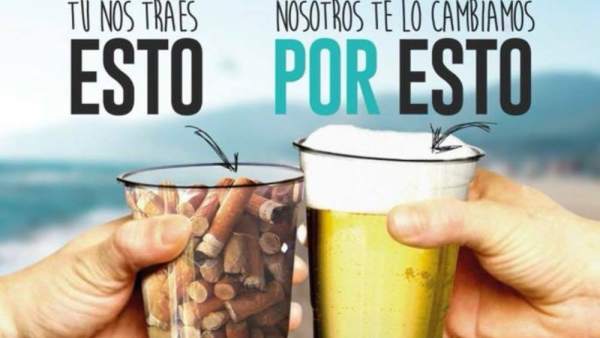 Cartel de la campaña de concienciación medioambiental de un chiringuito de Castelldefels Cartel de la campaña de concienciación medioambiental de un chiringuito de Castelldefels