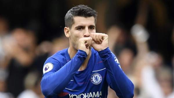 Álvaro Morata celebra un gol con la camiseta del Chelsea. Álvaro Morata celebra un gol con la camiseta del Chelsea.
