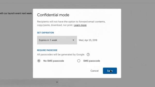 Gmail activa el modo confidencial Gmail activa el modo confidencial