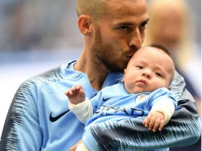 David Silva y su hijo Mateo.