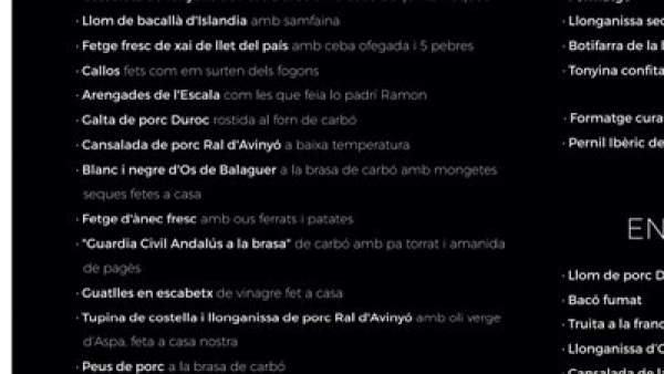 Carta del restaurante Carta del restaurante