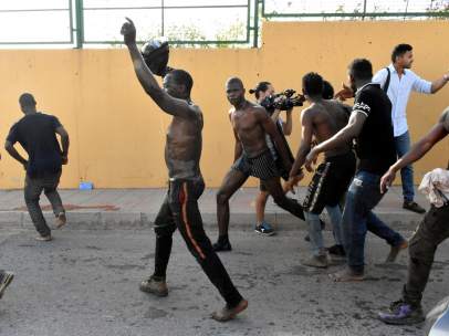 Migrantes llegados a Ceuta