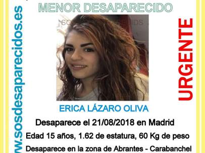 Menor desaparecida en Carabanchel