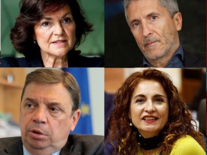 De izquierda a derecha, de arriba a abajo: Carmen Calvo, Fernando Grande-Marlaska, Magdalena Valerio, Luis Planas, María Jesús Montero y José Luis Ábalos
