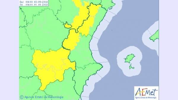 Previsión del tiempo para el lunes 3 de septiembre en Comunitat Valenciana Previsión del tiempo para el lunes 3 de septiembre en Comunitat Valenciana