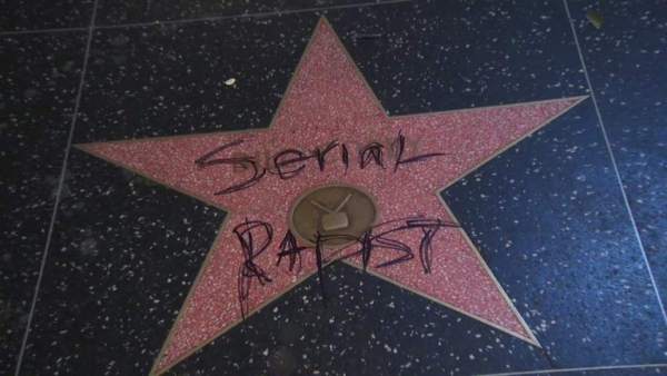 Acto vandálico estrella en el paseo de la fama de Hollywood. Acto vandálico estrella en el paseo de la fama de Hollywood.