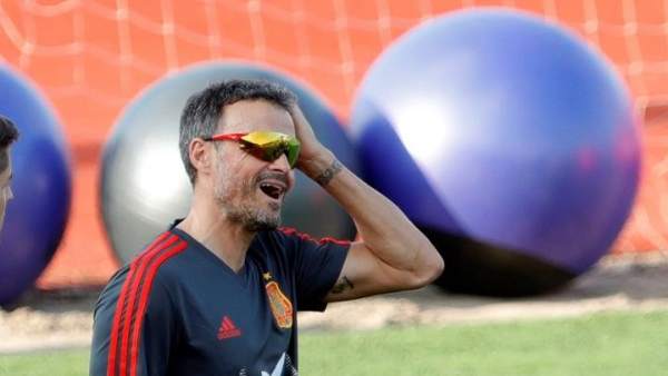 Luis Enrique, en un entrenamiento con la Selección española. Luis Enrique, en un entrenamiento con la Selección española.
