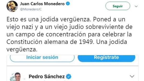 Mensaje de Juan Carlos Monedero a través de Twitter. Mensaje de Juan Carlos Monedero a través de Twitter.