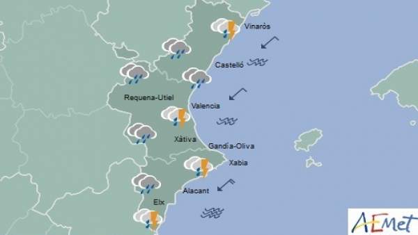 Predicción de Aemet para la Comunitat Valenciana del 9 de septiembre de 2018 Predicción de Aemet para la Comunitat Valenciana del 9 de septiembre de 2018