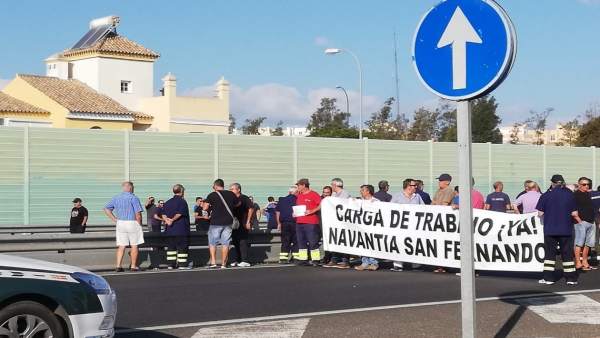 Trabajadores de Navantia San Fernando realizan una protesta Trabajadores de Navantia San Fernando realizan una protesta