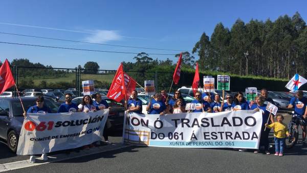 Protesta trabajadores 061 por el traslado Protesta trabajadores 061 por el traslado