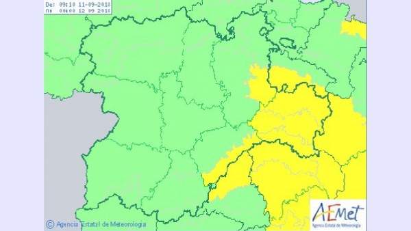 Gráfico descriptivo de la previsión de tormentas en CyL 11/09/2018 Gráfico descriptivo de la previsión de tormentas en CyL 11/09/2018