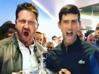 Gerard Butler y Novak Djokovic