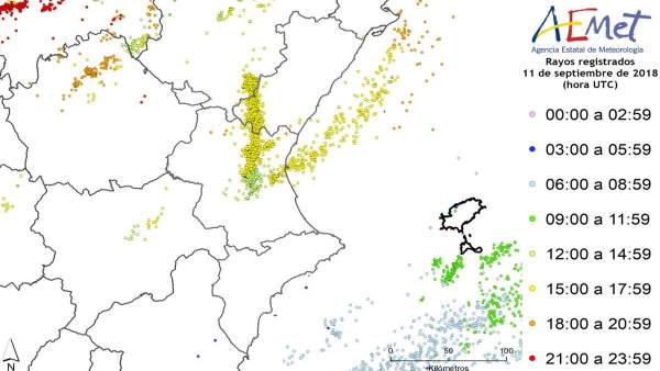 Más de 1.500 rayos impactan en la Comunitat Más de 1.500 rayos impactan en la Comunitat