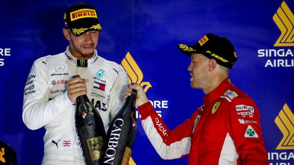 Lewis Hamilton y Sebastian Vettel Lewis Hamilton y Sebastian Vettel
