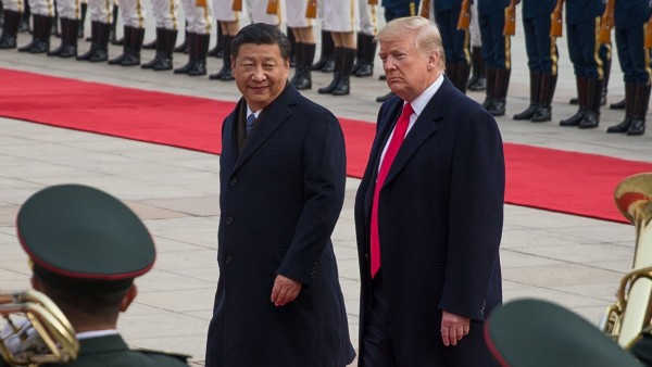 Donald Trump en China, imagen de archivo Donald Trump en China, imagen de archivo