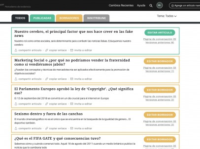Página de WikiTribune en español.