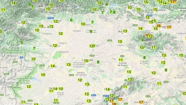 Cuadro descriptivo de las temperaturas en CyL 21/9/2018 Cuadro descriptivo de las temperaturas en CyL 21/9/2018