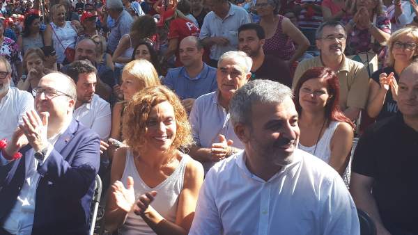 Ábalos, Iceta, Batet y Collboni en la Festa de la Rosa. Ábalos, Iceta, Batet y Collboni en la Festa de la Rosa.