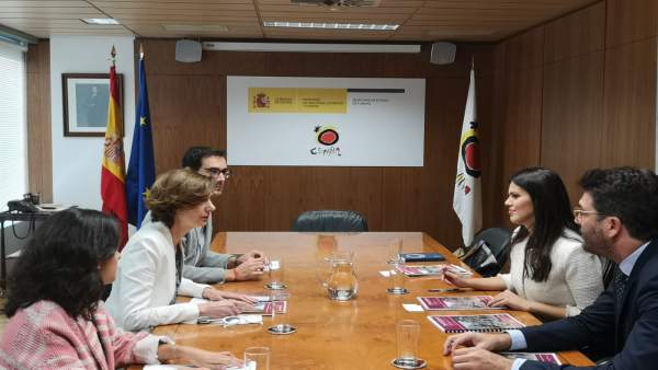 Guardiola, durante el encuentro con la secretaria de Estado de Turismo Guardiola, durante el encuentro con la secretaria de Estado de Turismo