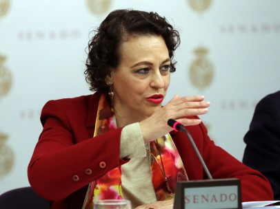 Magdalena Valerio durante su comparecencia en el Senado.