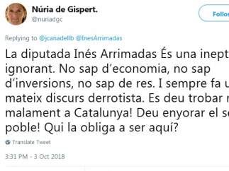 Tweet de Nuria de Gispert