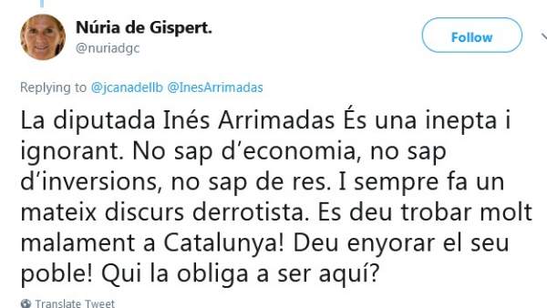 Tweet de Nuria de Gispert Tweet de Nuria de Gispert