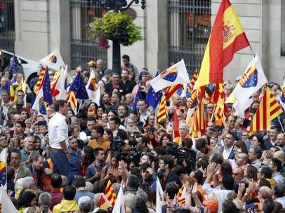 Rivera, en la plaza Sant Jaume de Barcelona