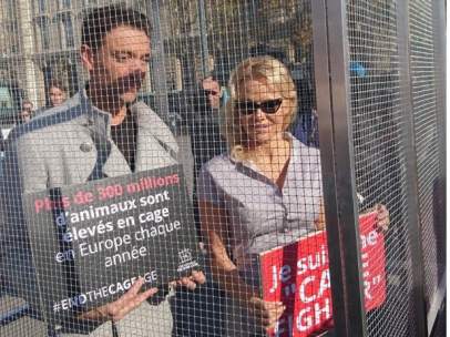 Pamela Anderson se encierra en una jaula