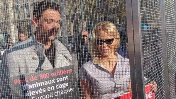 Pamela Anderson se encierra en una jaula Pamela Anderson se encierra en una jaula