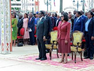 Teodoro Obiang con la Primera Dama de Guinea, Constancia Mangue