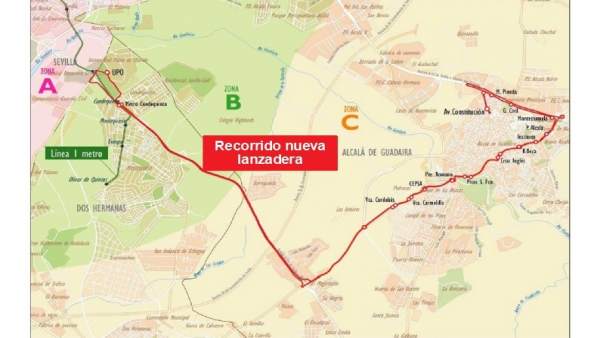 Recorrido del nuevo servicio de autobús lanzadera en Alcalá hacia la UPO Recorrido del nuevo servicio de autobús lanzadera en Alcalá hacia la UPO