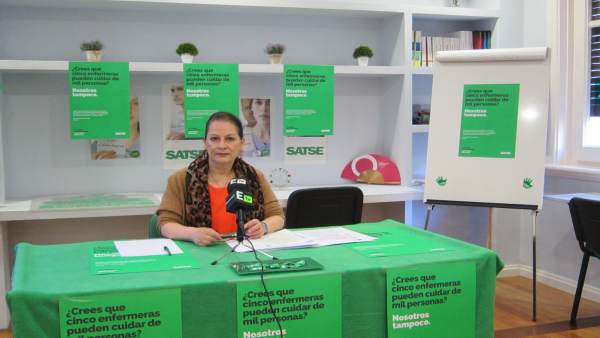 La secretaria general de SATSE Galicia en la sede de Vigo. La secretaria general de SATSE Galicia en la sede de Vigo.