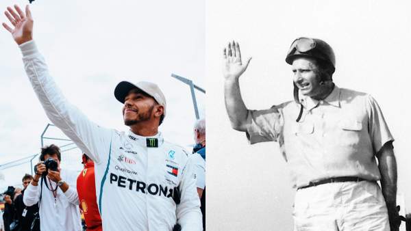 Lewis Hamilton y Juan Manuel Fangio Lewis Hamilton y Juan Manuel Fangio