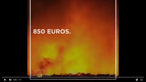 Fotograma del spot publicitario de Podemos 850 euros Fotograma del spot publicitario de Podemos 850 euros