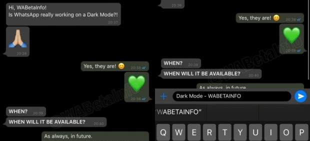 Modo modo oscuro de WhatsApp