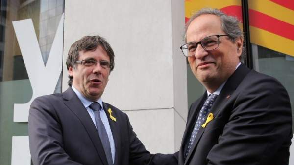 El expresidente Carles Puigdemont y el presidente Quim Torra en una imagen de archivo. El expresidente Carles Puigdemont y el presidente Quim Torra en una imagen de archivo.