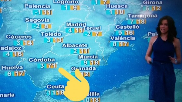 Error en un mapa del tiempo en TVE Error en un mapa del tiempo en TVE