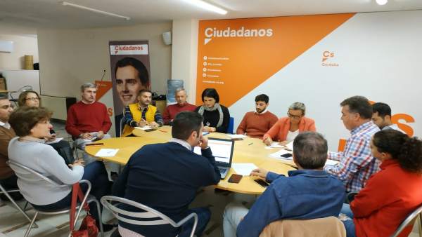 Fran Carrillo durante la reunión del comité electoral de Ciudadanos Fran Carrillo durante la reunión del comité electoral de Ciudadanos