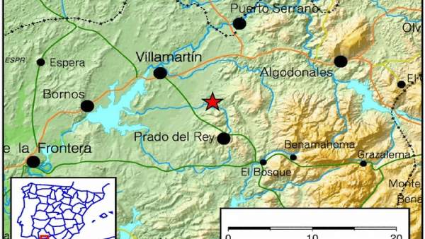 Ubicación del epicentro del seísmo de Prado del Rey Ubicación del epicentro del seísmo de Prado del Rey