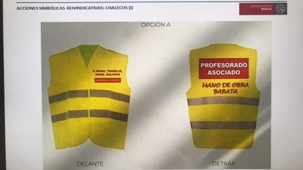 Imagen de los chalecos propuestos por la Plataforma como protesta Imagen de los chalecos propuestos por la Plataforma como protesta