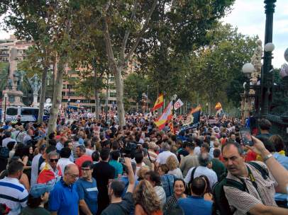 Concentración donde se produjo la agresión al cámara de Telemadrid.