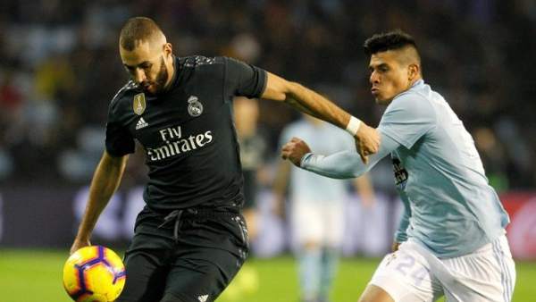 Karim Benzema, en el partido entre el Celta de Vigo y el Real Madrid. Karim Benzema, en el partido entre el Celta de Vigo y el Real Madrid.