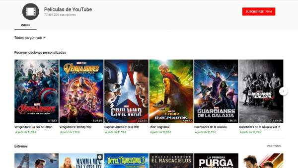 Películas en Youtube Películas en Youtube