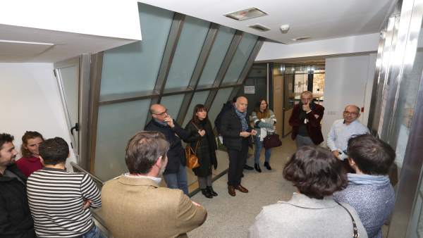 Visita al edificio de 'coliving' en la calle Mayor de Pamplona. Visita al edificio de 'coliving' en la calle Mayor de Pamplona.