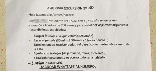 Anuncio de un chico de 3º de ESO